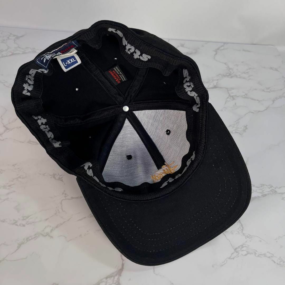 STUSSY(ステューシー)の【90s・紺タグ】OLD STUSSY HATS キャップ　帽子　ロゴ刺繍　黒 メンズの帽子(キャップ)の商品写真