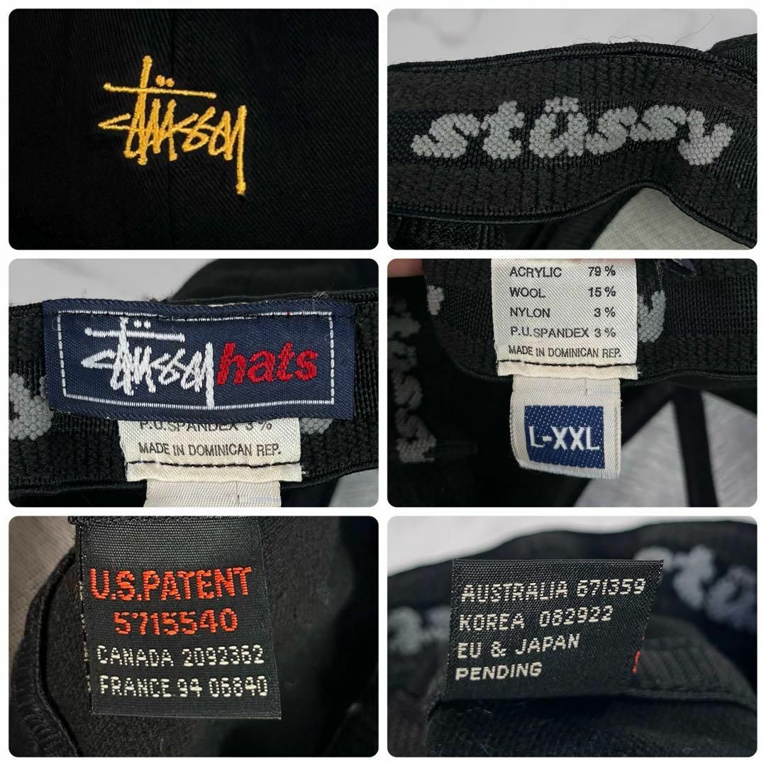 STUSSY(ステューシー)の【90s・紺タグ】OLD STUSSY HATS キャップ　帽子　ロゴ刺繍　黒 メンズの帽子(キャップ)の商品写真