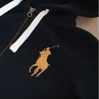 Ralph Lauren - 美品　ラルフローレン　パーカー　ジップアップ　黒　ブラック　Мサイズ　レディース