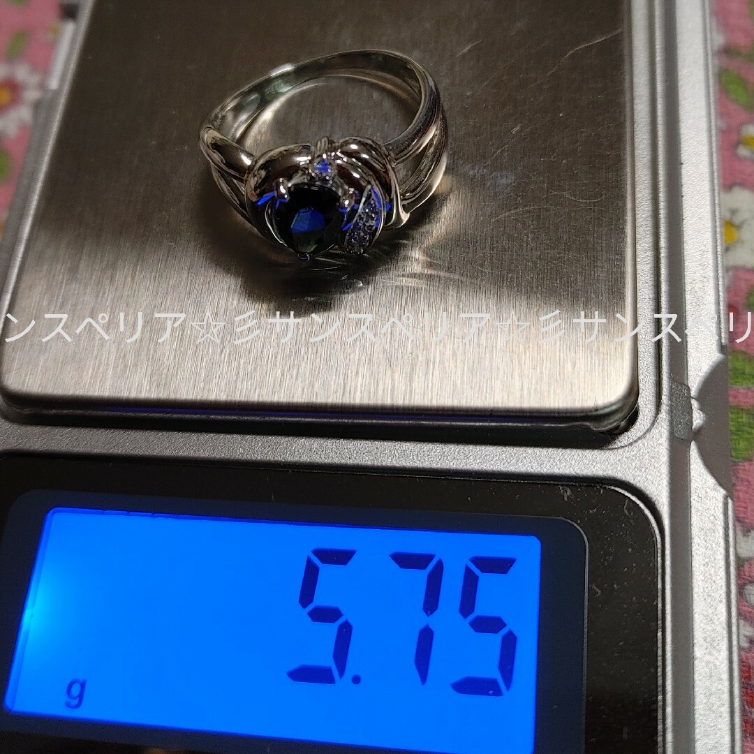 Pt900 グリーントルマリンとダイヤモンドのデザインリング　5.75g レディースのアクセサリー(リング(指輪))の商品写真