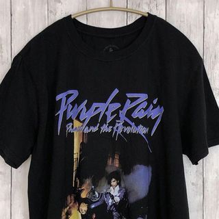 ミュージックティー(MUSIC TEE)のプリンス　パープルレイン　半袖Ｔシャツ　黒ブラック　サイズＬ　メンズ　古着音楽(Tシャツ/カットソー(半袖/袖なし))