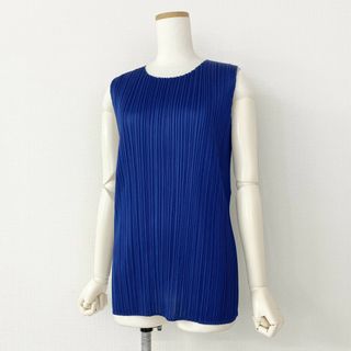 PLEATS PLEASE ISSEY MIYAKE - 35c14 PLEATS PLEASE ISSEY MIYAKE プリーツプリーズ イッセイミヤケ 日本製 ノースリーブ チュニック プリーツ トップス PP33JT004 ネイビー MADE IN JAPAN