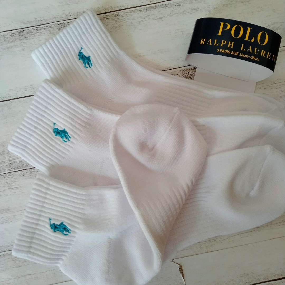 POLO RALPH LAUREN(ポロラルフローレン)のポロラルフローレン レディースソックス 23～25cm 3足セット ホワイト レディースのレッグウェア(ソックス)の商品写真