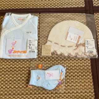 アカチャンノシロ(赤ちゃんの城)の新品　赤ちゃんの城　長袖ミニオール　帽子　ソックス　3点セット(ロンパース)