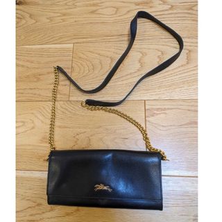 ロンシャン(LONGCHAMP)のlongchamp ロンシャン　ショルダーウォレット　長財布　ブラック(財布)