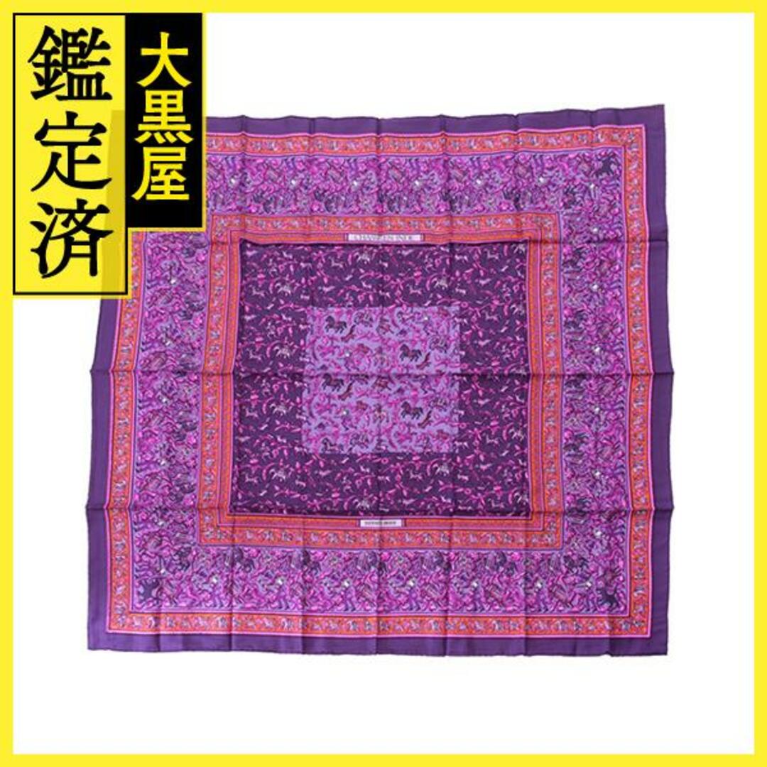 HERMES - エルメス　カレ90　CHASSE EN INDE　パープル/マルチ　【432】
