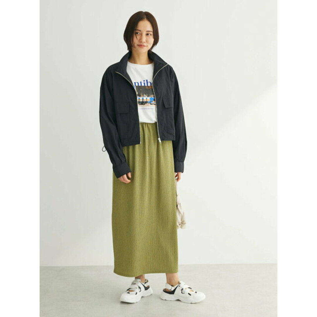 green parks(グリーンパークス)の【ブラック】【F】ELENCARE DUE スタンドナイロンブルゾン 24SS/ショート丈/レディース/春/ドロスト レディースのジャケット/アウター(その他)の商品写真