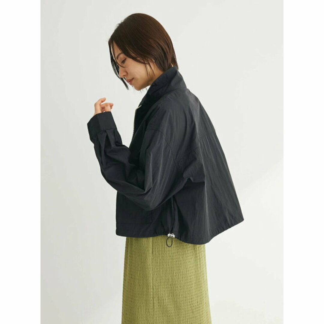 green parks(グリーンパークス)の【ブラック】【F】ELENCARE DUE スタンドナイロンブルゾン 24SS/ショート丈/レディース/春/ドロスト レディースのジャケット/アウター(その他)の商品写真