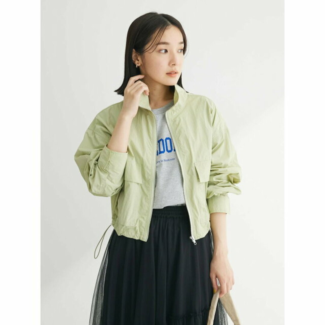 green parks(グリーンパークス)の【ライトグリーン】ELENCARE DUE スタンドナイロンブルゾン 24SS/ショート丈/レディース/春/ドロスト レディースのジャケット/アウター(その他)の商品写真