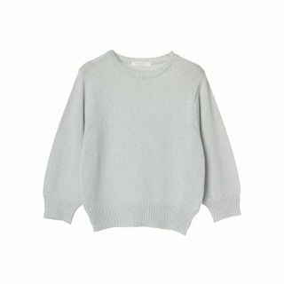 グリーンパークス(green parks)の【シルバー】ラメ5分袖コンパクトニットプルオーバー 24SS/レディース/クルーネック/春(ニット/セーター)