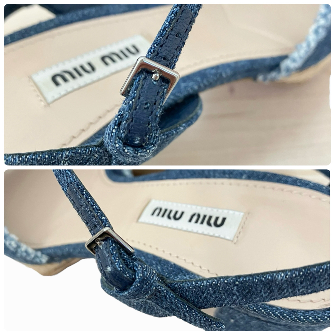 miumiu(ミュウミュウ)のミュウミュウ 厚底サンダル  デニム地 カットオフ サイズ38 箱付き レディースの靴/シューズ(サンダル)の商品写真