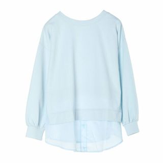 グリーンパークス(green parks)の【サックスブルー】前後2wayシアードッキングチュニック 24SS/体型カバー/長袖/クルーネック/春(カットソー(長袖/七分))