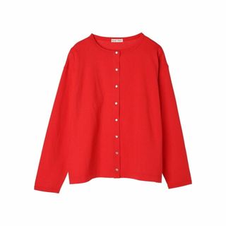 クラフトスタンダードブティック(CRAFT STANDARD BOUTIQUE)の【レッド】ヴィンテージ風天竺 パール釦クルーカーデL/S/24SS(カーディガン)