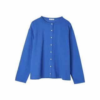 クラフトスタンダードブティック(CRAFT STANDARD BOUTIQUE)の【ブルー】ヴィンテージ風天竺 パール釦クルーカーデL/S/24SS(カーディガン)