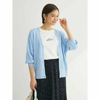 グリーンパークス(green parks)の【ブルー】UVカット加工 ドルマンニットカーディガン 24SS/レディース/洗える/ウォッシャブル/Vネック/紫外線対策/日焼け対策(カーディガン)