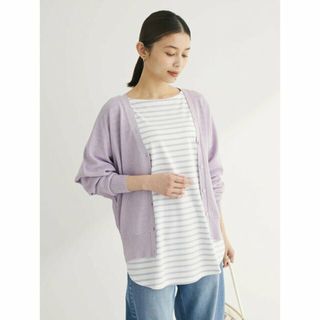 グリーンパークス(green parks)の【ライトパープル】UVカット加工 ドルマンニットカーディガン 24SS/レディース/洗える/ウォッシャブル/Vネック/紫外線対策/日焼け対策(カーディガン)