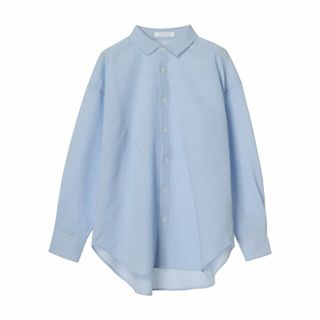 グリーンパークス(green parks)の【サックスブルー】ゆったりサッカーシャツ 24SS/レディース/長袖/春(シャツ/ブラウス(長袖/七分))