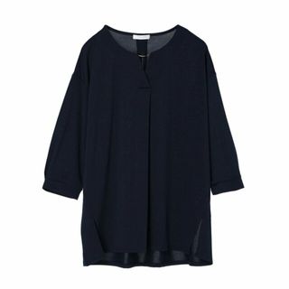 グリーンパークス(green parks)の【ネイビー】バー付き7分袖ブラウソー 24SS/レディース/春/オンオフ(カットソー(長袖/七分))