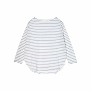 グリーンパークス(green parks)の【パープル】ラウンドボーダーリラックスプルオーバー 24SS/綿100%/クルーネック/長袖/体型カバー/春(カットソー(長袖/七分))