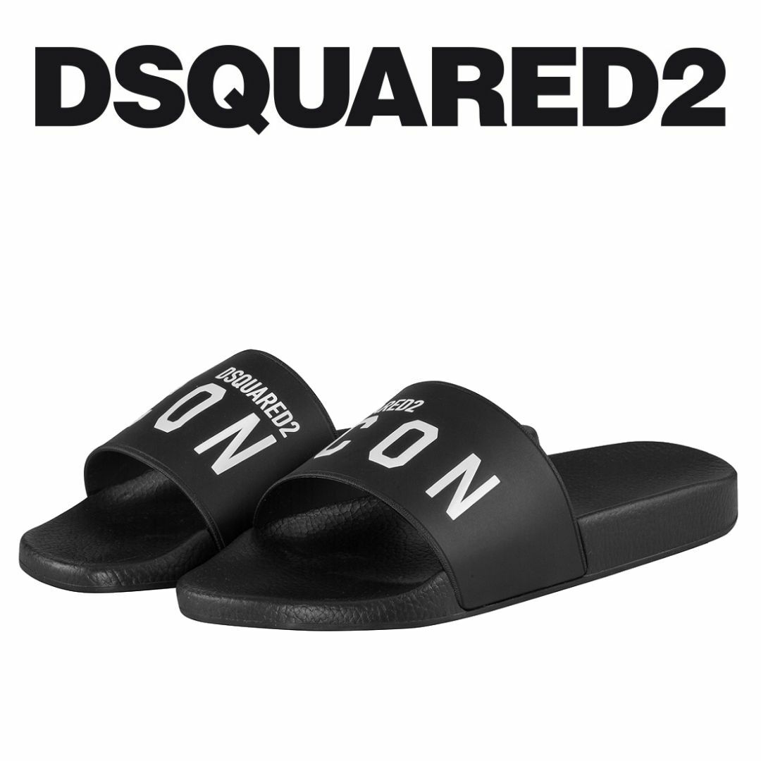 DSQUARED2(ディースクエアード)の送料無料 5 DSQUARED2 ディースクエアード ブラック ラバー サンダル シャワーサンダル FFM0016 17200001 size 41 メンズの靴/シューズ(サンダル)の商品写真