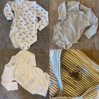 プチバトー(PETIT BATEAU)のプチバトー 肌着 長袖ボディ 3点セット 60cm petit bateau(肌着/下着)