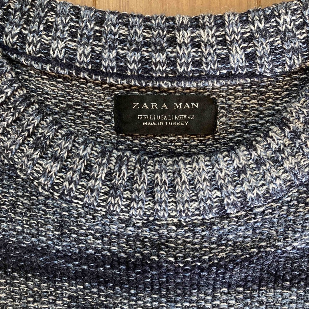 ZARA(ザラ)の★ZARA  綿ニット　クルーニット　ボーダー メンズのトップス(ニット/セーター)の商品写真