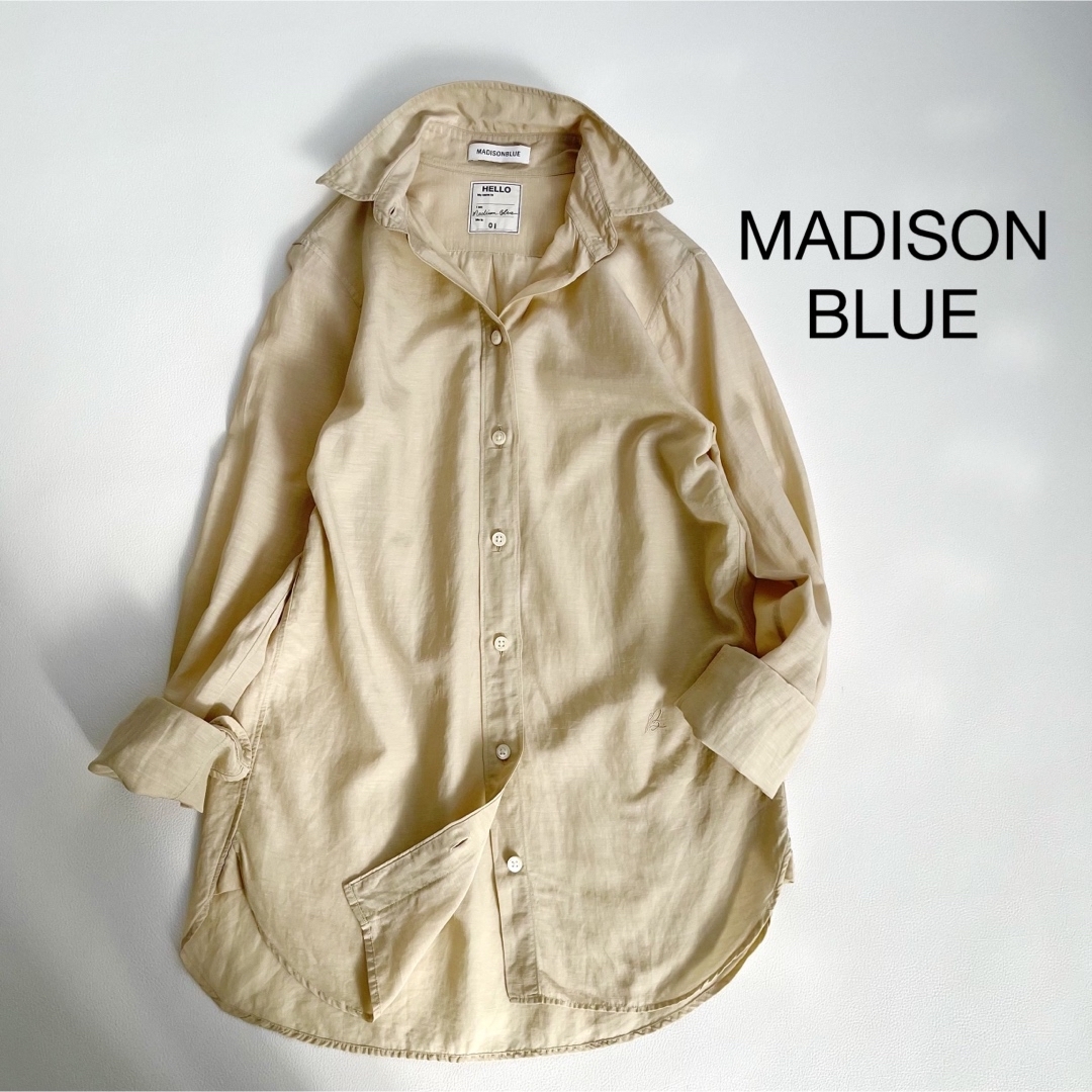 MADISONBLUE(マディソンブルー)のマディソンブルー＊マダムシャツ　キュプラ　コットン　リネン　01 レディースのトップス(シャツ/ブラウス(長袖/七分))の商品写真