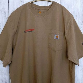 カーハート(carhartt)のカーハート　ワークシャツ　サイズＬ　キャメルカラー　両面ロゴ　フォード刺繍ロゴ(Tシャツ/カットソー(半袖/袖なし))