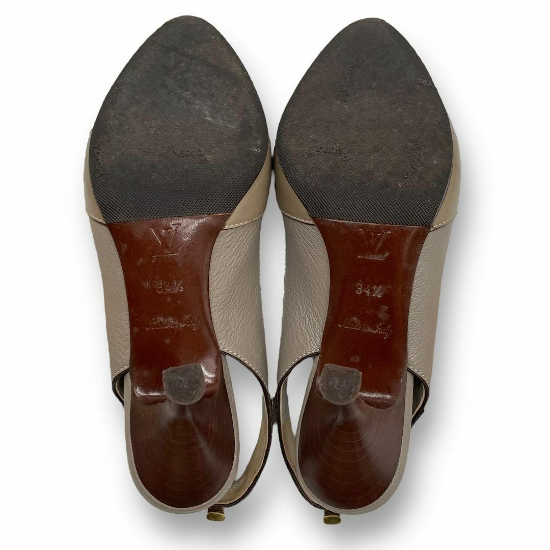 LOUIS VUITTON(ルイヴィトン)の良品 LOUIS VUITTON パンプス ヒール スタッズ 南京錠 グレージュ レディースの靴/シューズ(ハイヒール/パンプス)の商品写真
