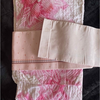【浴衣と帯】ピンクの絞り　身丈157cmとリバーシブル帯セット(浴衣)