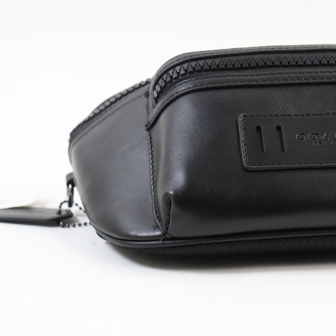 COACH(コーチ)の未使用品 COACH コーチ F75776 Terrain Belt Bag テレイン ベルトバッグ レザー ロゴエンボス ボディバッグ ブラック 保存袋付き メンズ メンズのバッグ(ボディーバッグ)の商品写真