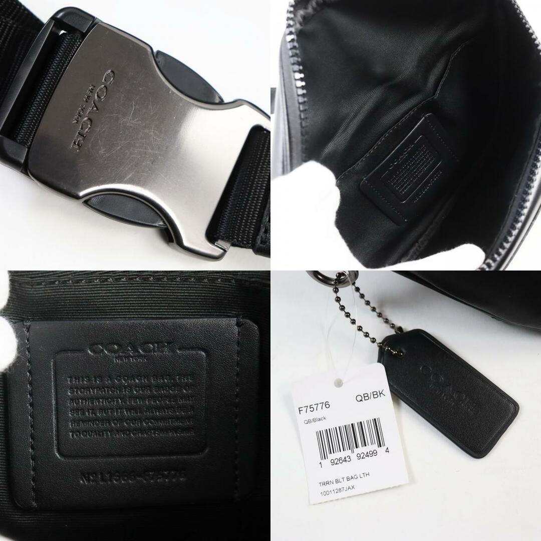 COACH(コーチ)の未使用品 COACH コーチ F75776 Terrain Belt Bag テレイン ベルトバッグ レザー ロゴエンボス ボディバッグ ブラック 保存袋付き メンズ メンズのバッグ(ボディーバッグ)の商品写真