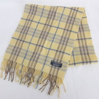 バーバリー(BURBERRY)のバーバリー BURBERRY マフラー チェック フリンジ カシミヤ イエロー(マフラー)