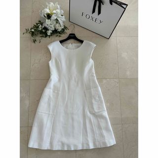 フォクシー(FOXEY)の【美品】FOXEY♡ Jasmine White Dress♡40♡(ひざ丈ワンピース)