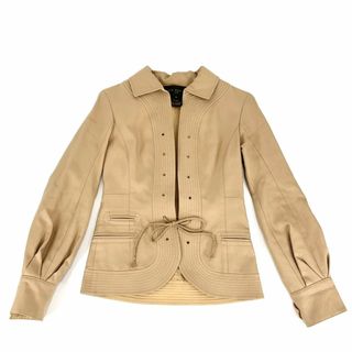 ルイヴィトン(LOUIS VUITTON)の【限定価格】LOUIS VUITTON ルイヴィトン ジャケット ショートジャケット アパレル 服 34 ベージュ シルバー金具 コットン    レディース 春 秋【中古品】(ブルゾン)