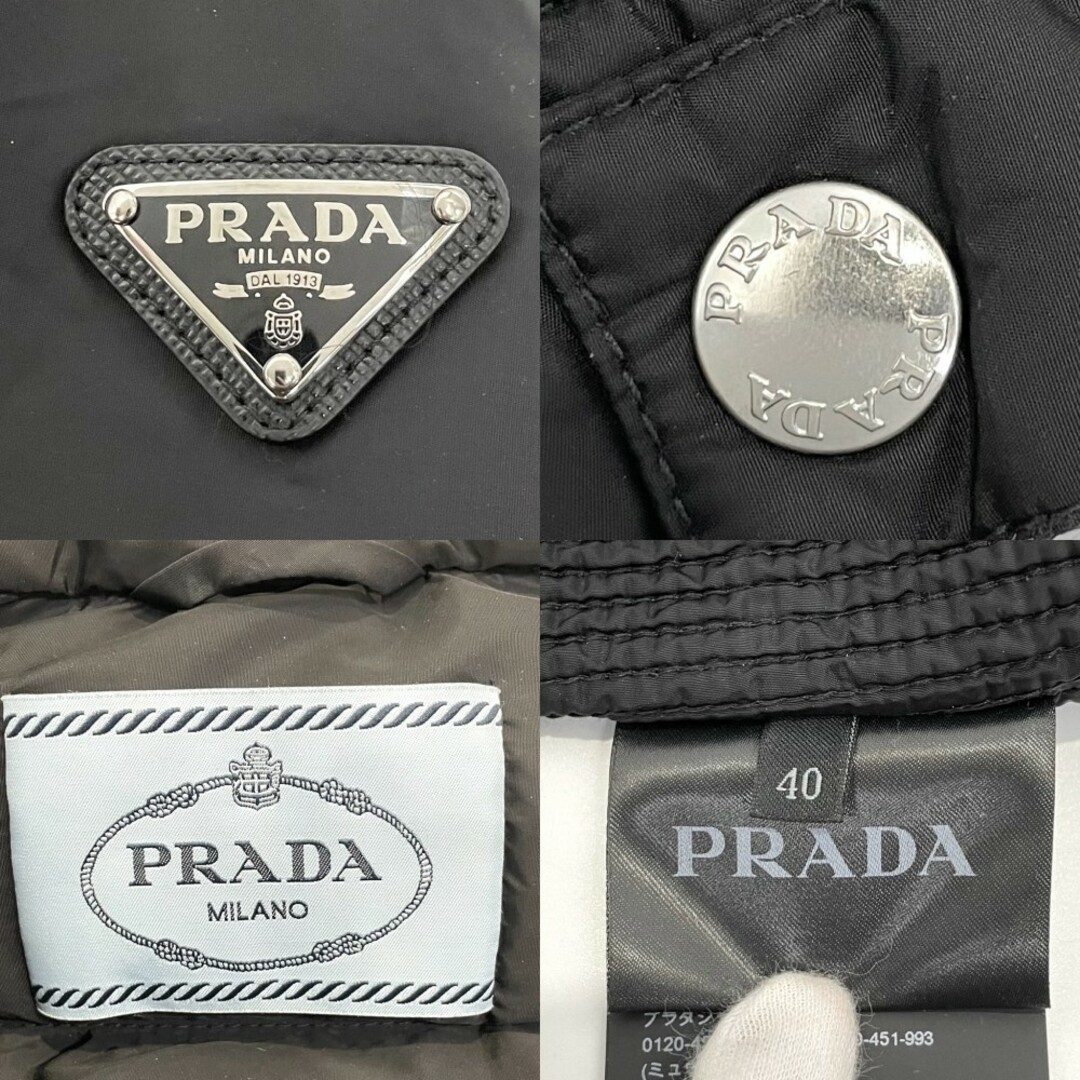 PRADA(プラダ)の【限定価格】PRADA プラダ ダウンジャケット トライアングルロゴ ショート丈 アパレル アウター 40 290545 ブラック 黒 シルバー金具 ナイロン    レディース 冬 美品【中古品】 レディースのジャケット/アウター(ダウンジャケット)の商品写真