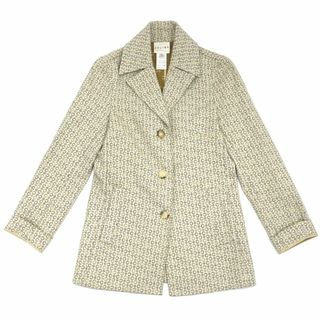 celine - 【限定価格】CELINE セリーヌ テーラードジャケット マカダム ショートジャケット アウター 長袖 アパレル 服 36 グレージュ コットン  ポリエステル  ポリウレタン  レディース 春 秋【中古品】