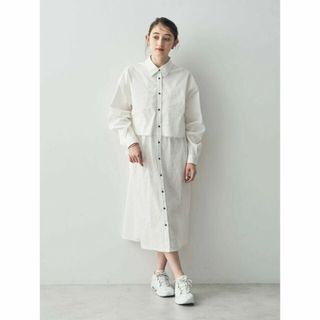 イェッカヴェッカ(YECCA VECCA)の【ホワイト】レースドッキングシャツワンピース/24SS(ロングワンピース/マキシワンピース)