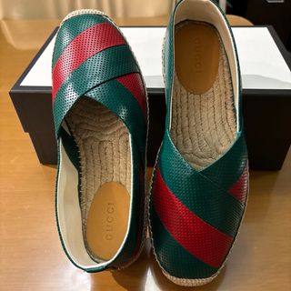 グッチ(Gucci)の#新品未使用#メンズ#グッチ#レザー#シェリーライン#エスパドリーユ#28cm(スリッポン/モカシン)