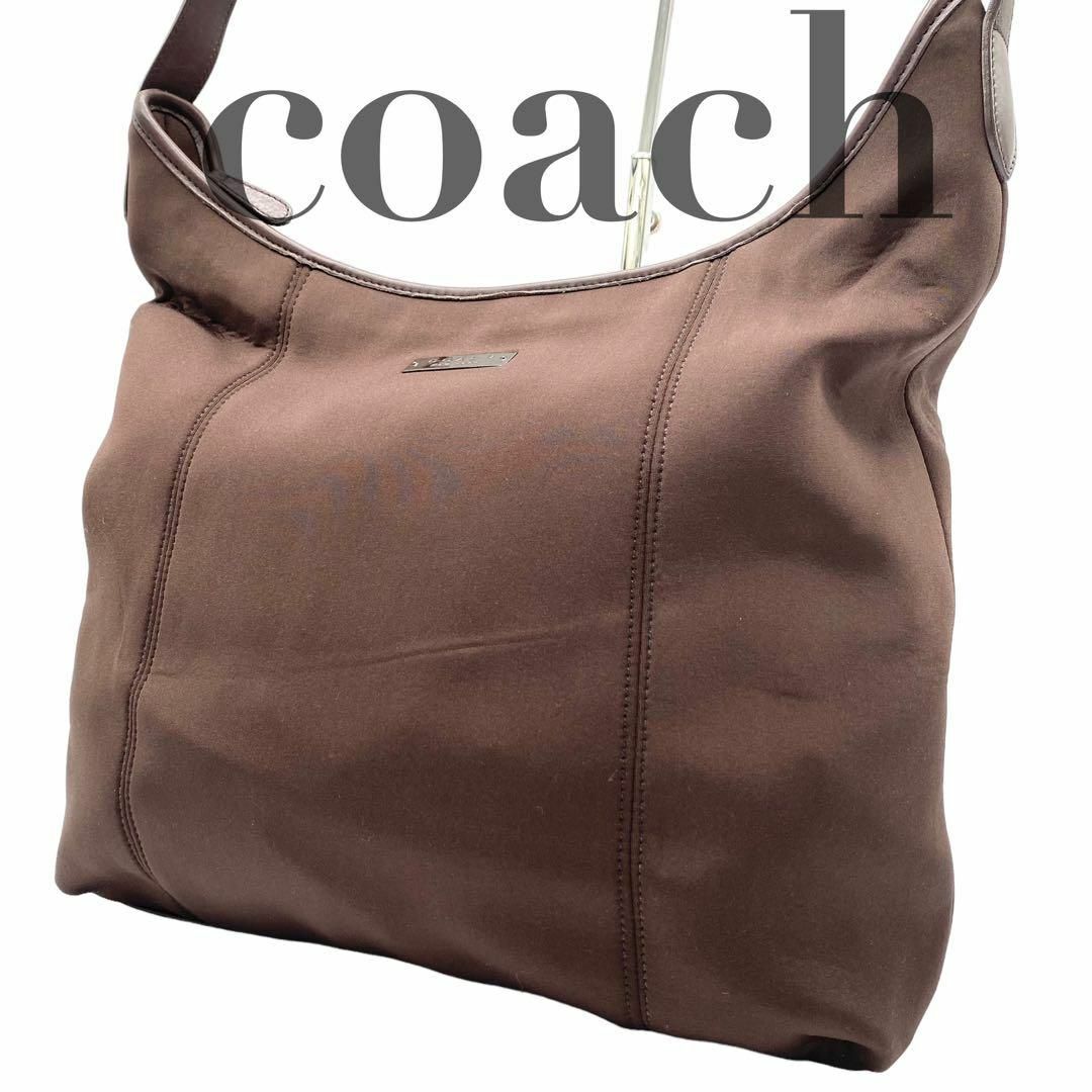 極美品 COACH コーチ ワンショルダーバッグ ナイロン ブラウンの 極美品 COACH コーチ ワンショルダーバッグ ナイロン ブラウンの