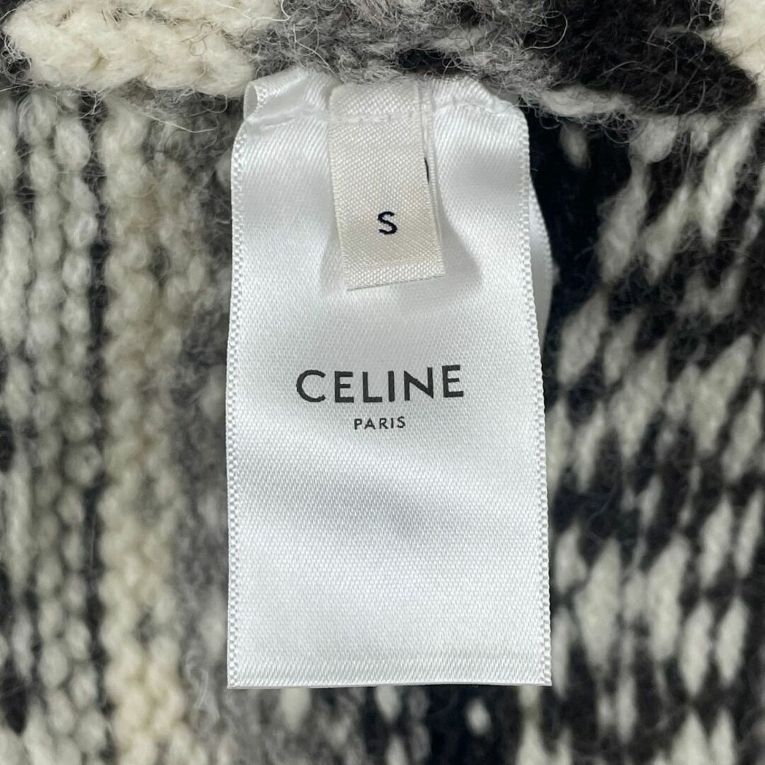 celine(セリーヌ)のCELINE セリーヌ 品番2A90Q1070O シェトランド オーバーサイズ カーディガン 白×グレー×黒 サイズ S 正規品 / 33735 メンズのトップス(カーディガン)の商品写真