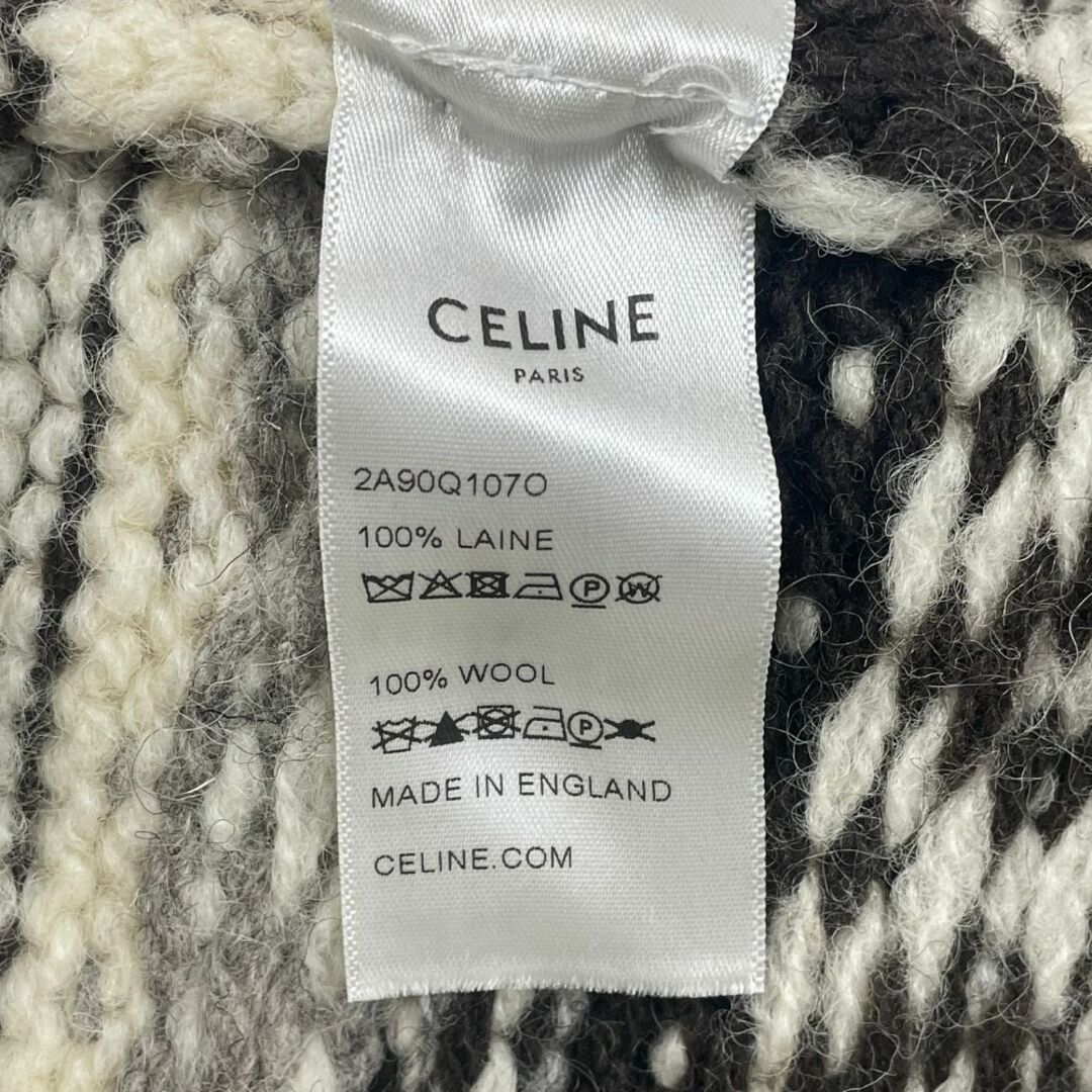 celine(セリーヌ)のCELINE セリーヌ 品番2A90Q1070O シェトランド オーバーサイズ カーディガン 白×グレー×黒 サイズ S 正規品 / 33735 メンズのトップス(カーディガン)の商品写真