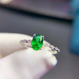 ⭐天然 ツァボライト  ダイヤ リング k18WG 0.9ct(リング(指輪))