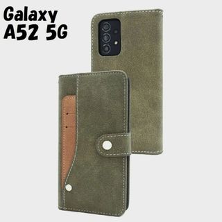 ギャラクシー(Galaxy)のGalaxy A52 5G：スライド カードホルダー付き 手帳型ケース★グリーン(Androidケース)