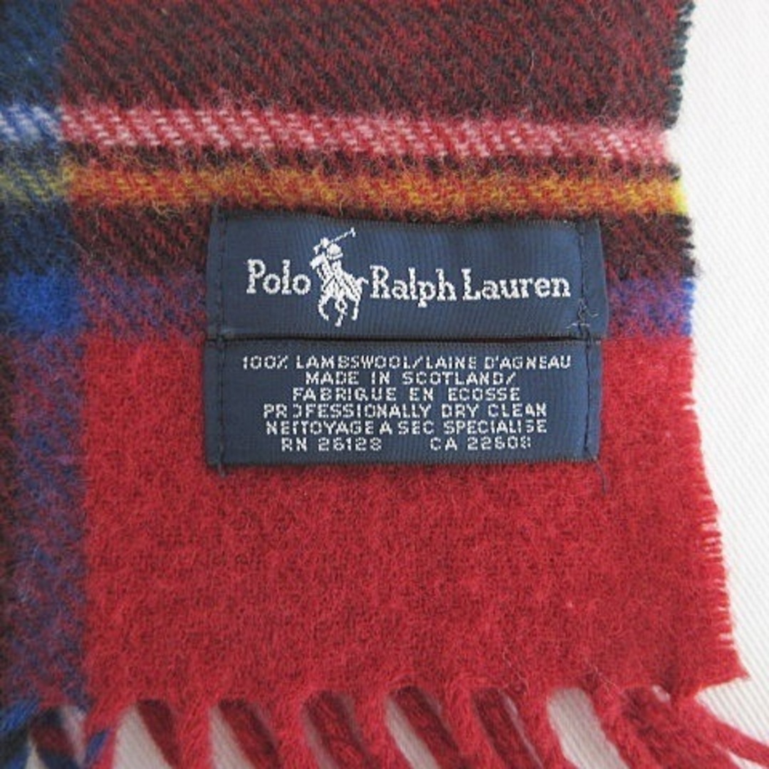 POLO RALPH LAUREN(ポロラルフローレン)のポロ ラルフローレン POLO マフラー チェック フリンジ ウール 赤 レッド メンズのファッション小物(マフラー)の商品写真