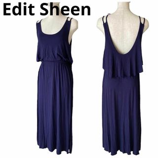 エディットシーン(Edit Sheen)の美品★エディットシーン★ワンピース★ノースリーブ★ネイビー★3(ロングワンピース/マキシワンピース)