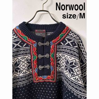 ヴィンテージ(VINTAGE)のNorwool 古着 チロルセーター ノルウェー製 メタルフックM(ニット/セーター)