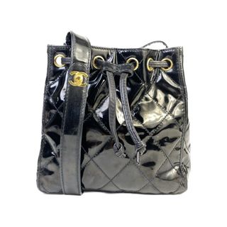 シャネル(CHANEL)のCHANEL シャネル マトラッセ 巾着 エナメル／パテントレザー ショルダーバッグ ブラック A-1601(ショルダーバッグ)