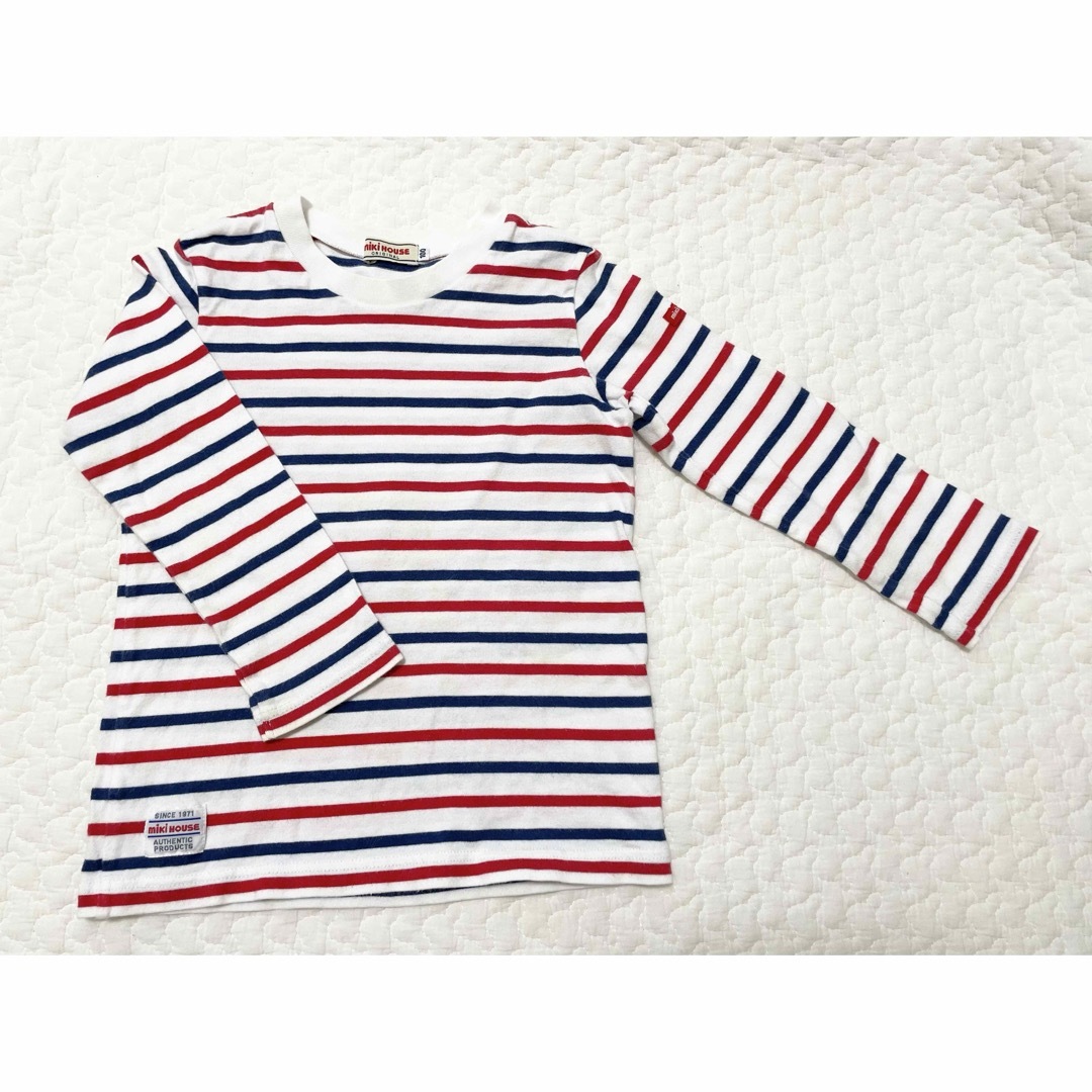 mikihouse(ミキハウス)のmiki House  ミキハウス ボーダー　ロンT 100 キッズ/ベビー/マタニティのキッズ服女の子用(90cm~)(Tシャツ/カットソー)の商品写真