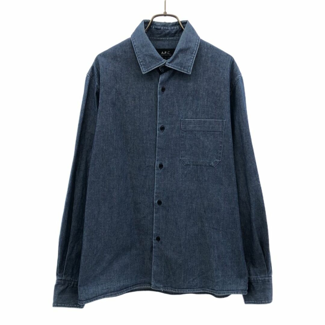 A.P.C(アーペーセー)のアーペーセー ヘリンボーン柄 長袖 シャツ 1 ブルー系 A.P.C. メンズ 古着 【240314】 メンズのトップス(シャツ)の商品写真